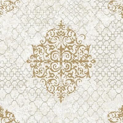 Galerie Wallcoverings Lustre Collection Embossed Damask Non-woven Metallic Wallpaper Roll