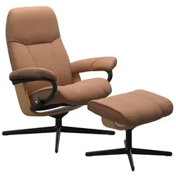 Stressless Sessel mit Hocker Consul Cross Leder Braun Batick Latte S (Small)