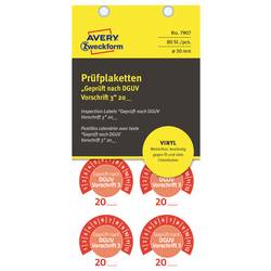 Avery-Zweckform 7907 Prüfplakette Geprüft nach DGUV Vorschrift 3 20XX Rot Kunststoff (Ø x L) 30 mm x 30 mm 30 mm DGUV 80 St.