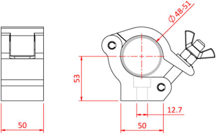 Doughty T58782 Standard Side Entry Half Coupler, schwarz