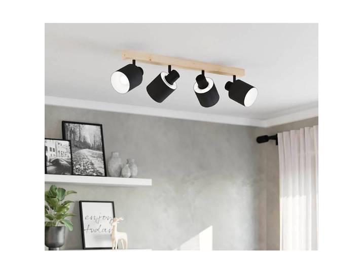 Plafonnier 63 x 17 x 5cm Noir 4 Lin E27