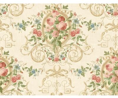 Seabrook Designs Aurore Floral Cameo Unpasted Wallpaper