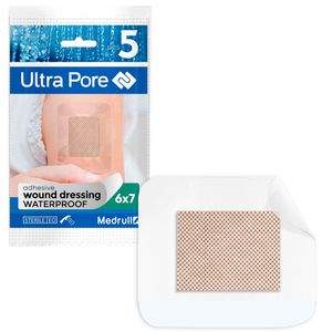 Medrull Pflaster Ultra Pore Wundverband Transparent, 5 Strips, wasserdicht, sensitiv, steril, elastisch, 7 x 6cm