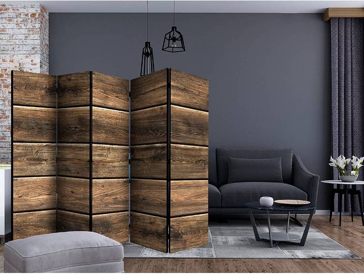 Paravent Forest Composition acoustique Intissé sur bois massif Marron 225 x 172cm