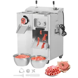 VEVOR kommerzieller elektrischer Fleischwolf (6,35 kg/Min), Wurstfüller mit Klinge & Mahlplatte (5 mm), Wurstmaschine, Edelstahl-Fleischwolfgehäuse zum Schneiden, Zerkleinern und Würfeln