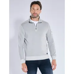 engbers Herren Sweatshirt in Satin-Warenqualität Grau regular gemustert Stehkragen - L