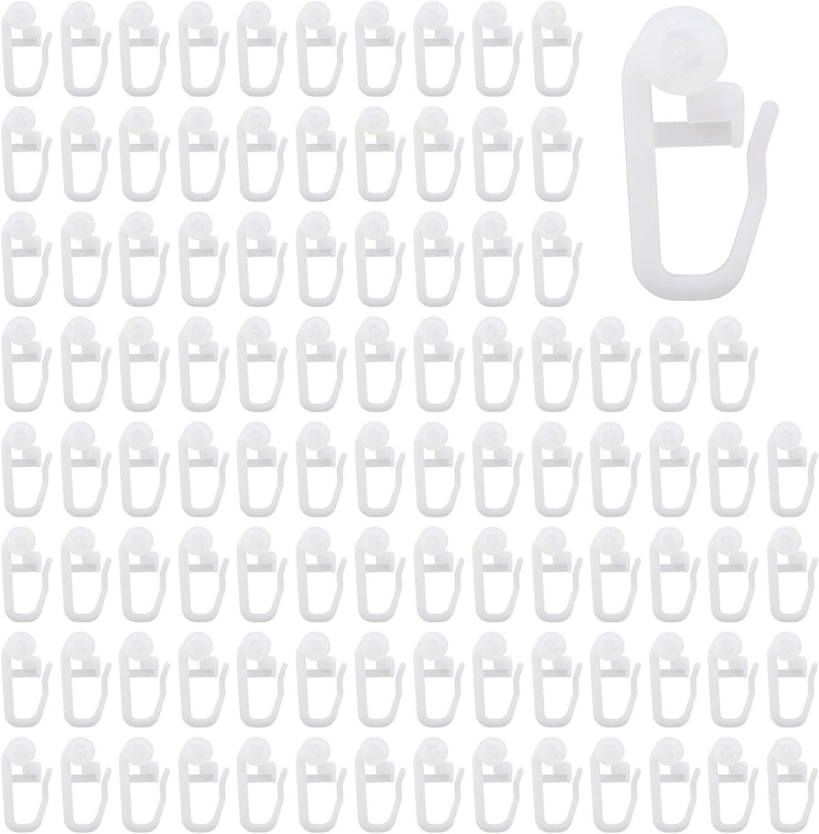 Allecto Plus 100 stuks Rolling Gordijn Clips - Wit Plastic - Gordijn Haken voor Rails