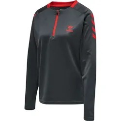 hummel Action Polyester 1/2-Zip Trainings-Top Damen ebony/flame scarlet XS