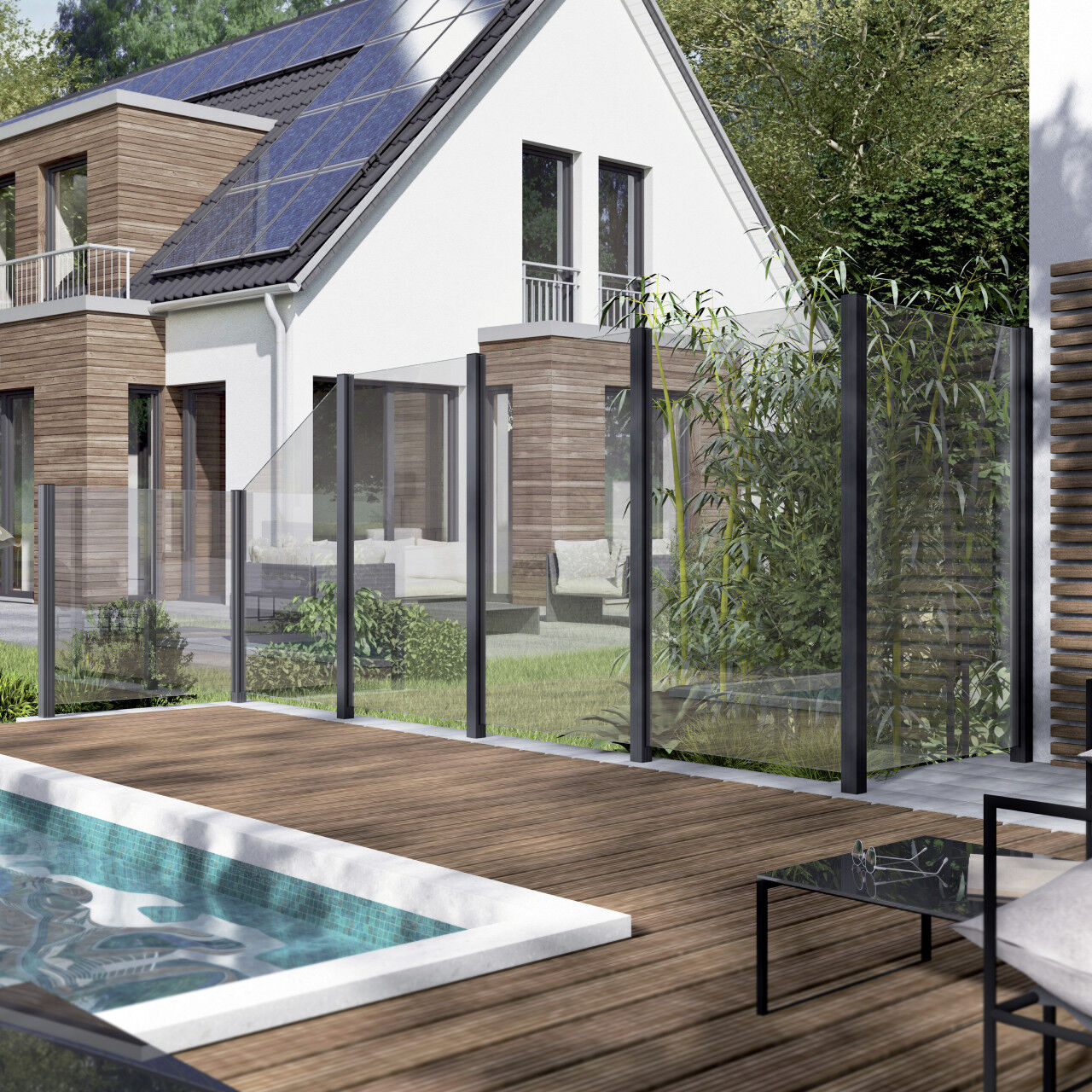 Ambiente Glaszaun Erweiterungsset Klarglas 187 x 55,7 cm anthrazit