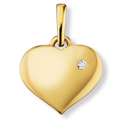 Kettenanhänger ONE ELEMENT "0.01 ct Diamant Brillant Herz Anhänger aus 585 Gelbgold", gold, Schmuckanhänger, Damen, 0,01, Diamanten Gelbgold 585 Gold, Diamanten, Gelbgold 585, Gold, Kettenanhänger, Sanfte Brillanz – Diamantveredelung für ein...