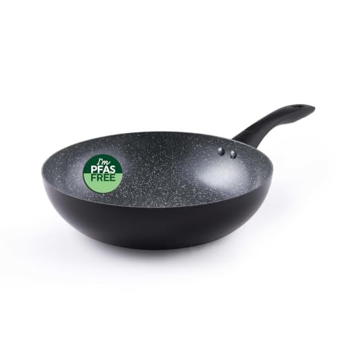 Progress BW12915EU7 Marble Ceramic Stir-Fry Pan - 28 cm - Non-stick Wok Pan met Metallic Marble Ceramic Coating, Geschikt voor Inductie, PFAS-vrij