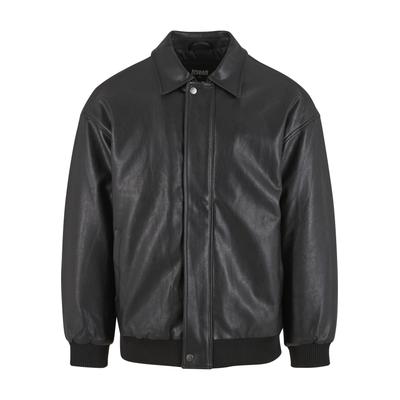 Ledermantel URBAN CLASSICS "Urban Classics Synthetic Leather Blouson", Herren, Gr. L, schwarz, 100% Viskose, Mäntel