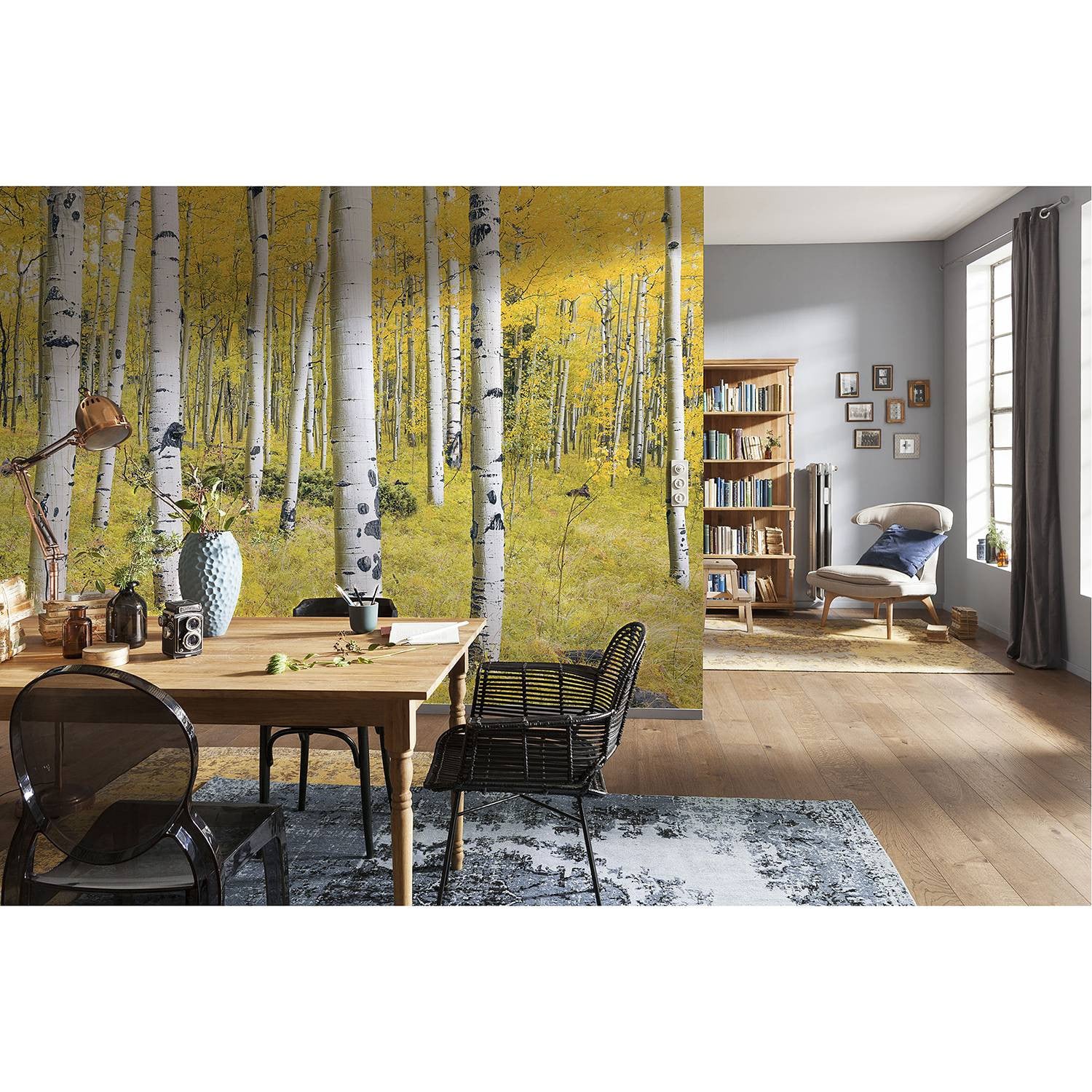 home24 Fotobehang Orange Forest, Multicolor, Breedte: 400 cm, Hoogte: 250 cm