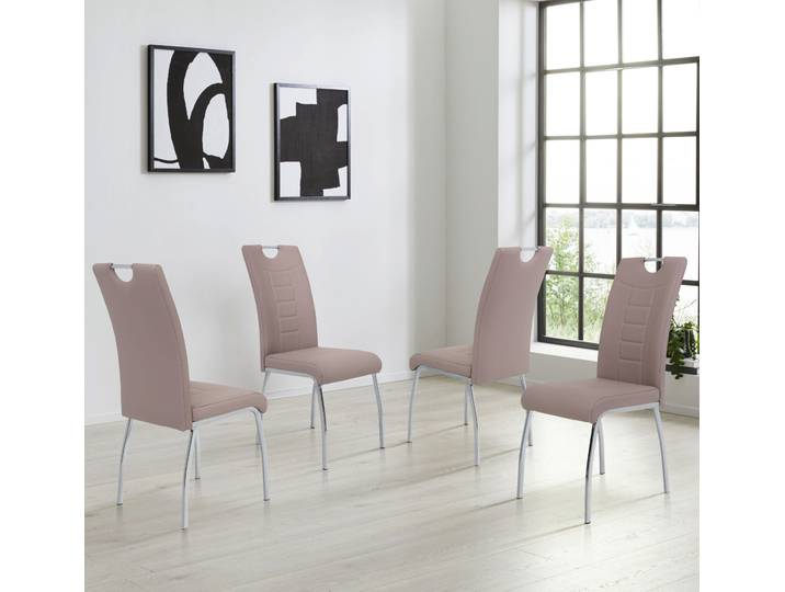 Esszimmerstuhl HELA Andrea , braun (cappuccino, silberfarben), B:43cm H:100cm T:64cm, 97% Polyurethan, 3% Baumwolle;Kunstleder, Stühle, Esszimmerstuhl, 2 oder 4 Stück
