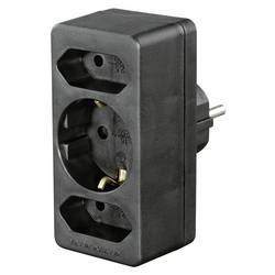 hama 00223216 Steckdosenadapter 3-fach, 1x Schutzkontakt, 2x Euro, Schwarz