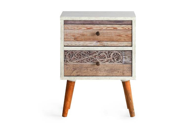 Nachttisch WOODY FASHION Malmo 40 x 55 cm , bunt (mehrfarbig), B:40cm H:55cm T:35cm, Tische, Nachttisch