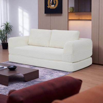 Corduroy Convertible Sofa Bed with Pillows and Pull-Out Bed