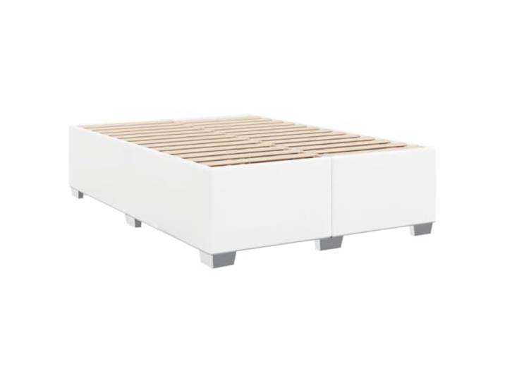 KTHLBRH Doppelbett Weiß 160 x 200 cm Kunstleder Lattenrost inklusive, robuste Füße, leicht zu reinigen, elegante Struktur