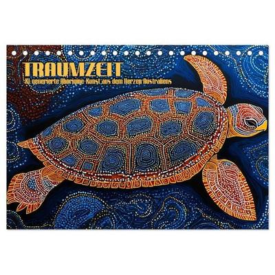 Traumzeit - KI-generierte Aborigine-Kunst aus dem Herzen Australiens (Tischkalender 2026 DIN A5 quer), CALVENDO Monatskalender