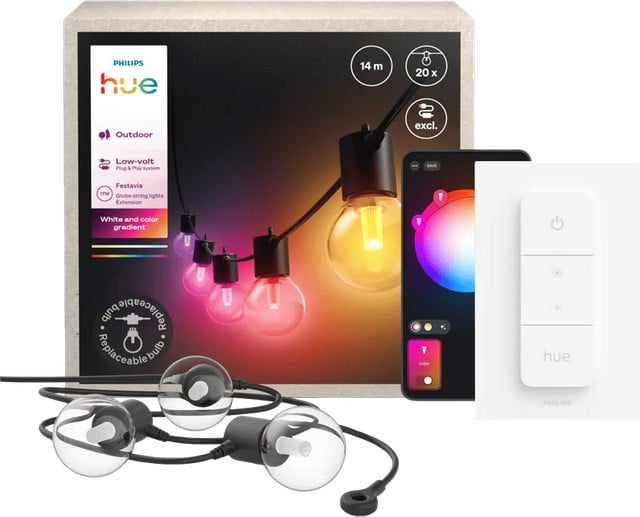 Philips Hue Festavia Globe Lichtsnoer - 14 meter - Uitbreiding met Dimmer