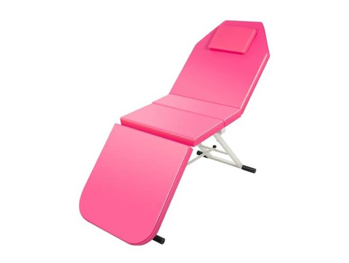 CHERIKIU 3 Zonen Mobile Klappbar Massageliege mit Kopfstütze, Verstellbare Faltbarer Massagestuhl Bett Professionelle Stahl Massagetisch, 250kg Tragfähig für Spa Salon Tattoo Schönheit (Rosa)