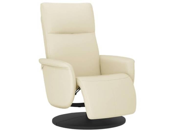 KDVXBCQJH Relaxsessel mit Liegefunktion Kunstleder Drehsessel Creme Stufenlos verstellbare Rückenlehne 105-125 Grad und 360 Grad Drehfunktion für entspannte Stunden im Wohnzimmer.