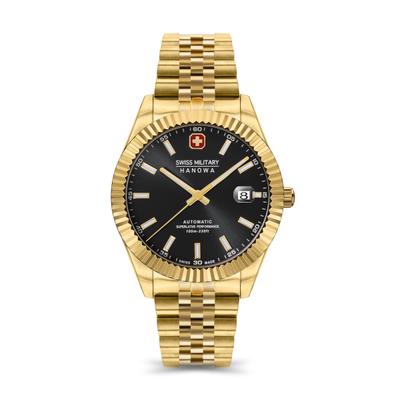 Automatikuhr "Diligenter", gold (goldfarben, schwarz, goldfarben, schwarz), SWISS MILITARY HANOWA, Armbanduhren, Herren, goldfarben, Automatikuhr, Armbanduhr, Herrenuhr, Swiss Made, Mechanische Uhr, Edelstahlarmband