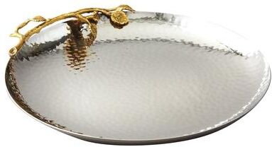 Elegance Heim Concept Golden Vine Hammered 10.75-inch Round Tray