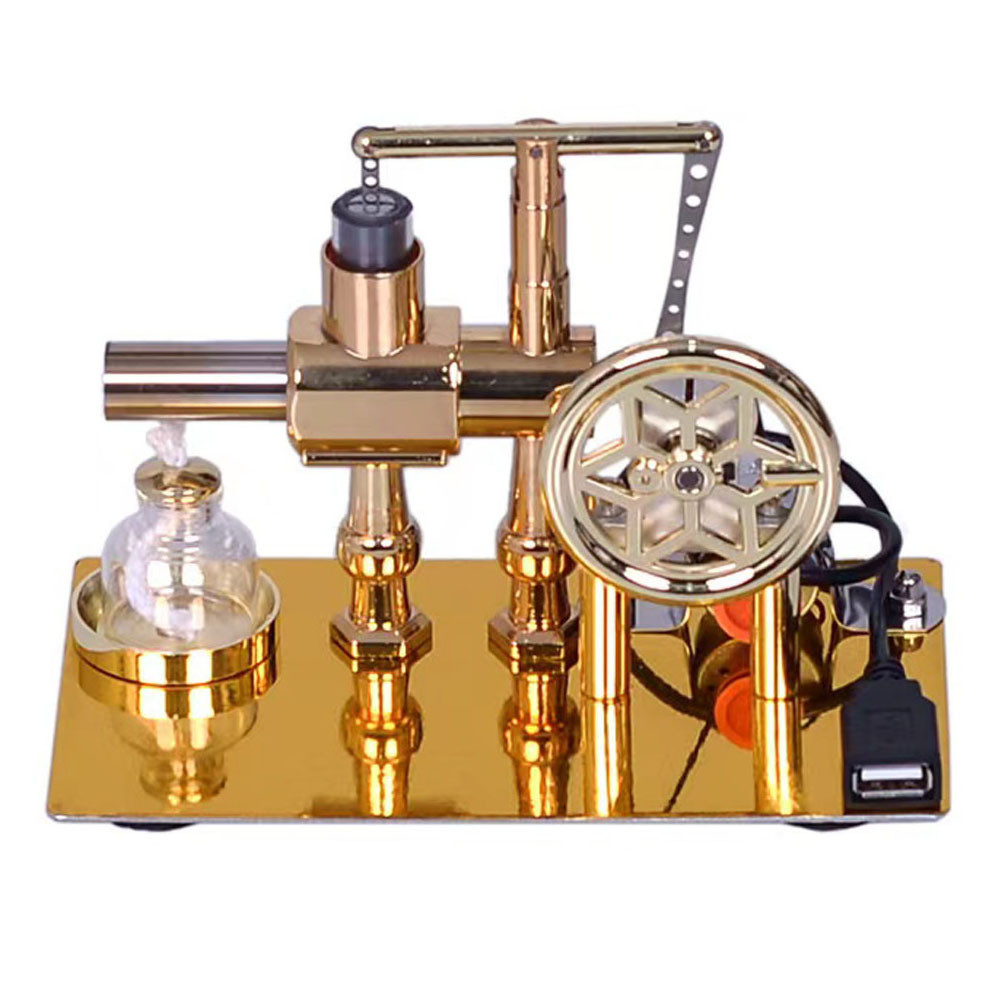 Cocosity Stirlingmotor Model met Hete Lucht, Elektriciteitgenerator en LED-lamp, Educatief Wetenschappelijk Experiment met Zinklegering Basis