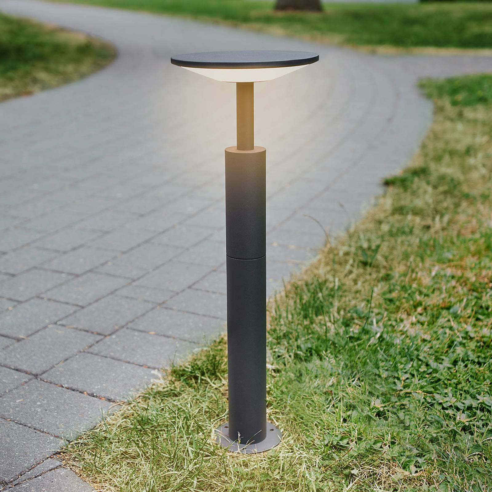 Lucande Fenia LED tuinpadverlichting - Modern - Zwart Aluminium - Warm wit