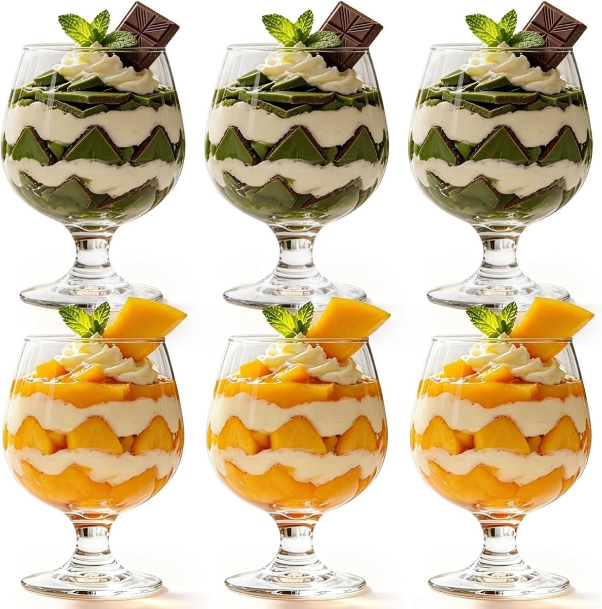 Set van 6 transparante dessertglazen van 300 ml