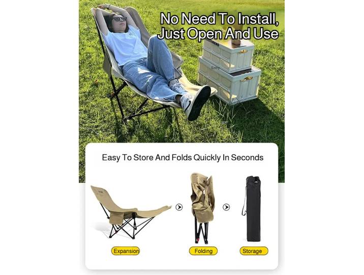 Chaise de camping portable d'extérieur ultra-légère avec repose-pieds pliable, chaise de pêche, chaise de plage pour la sieste, chaise de bureau pliable réglable