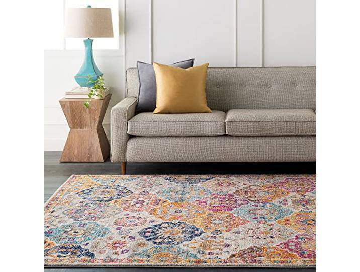 Livabliss INES Sicily Vintage Teppich 160x220 cm – Gelb, Orange, Weinrot