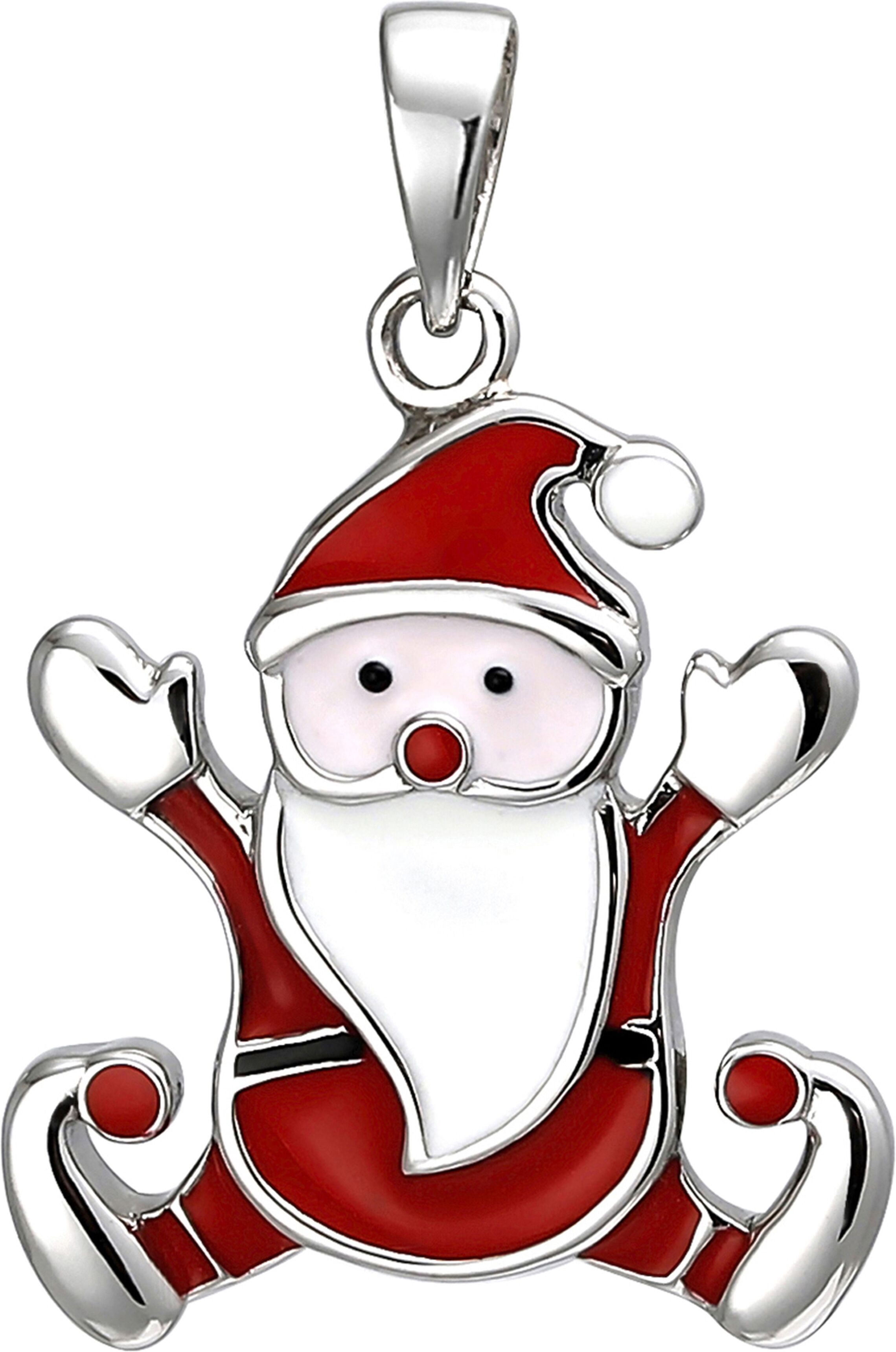 Kettenanhänger JOBO "Anhänger Weihnachtsmann", rot, Schmuckanhänger, Damen, Silber 925 (Sterlingsilber), Kettenanhänger, 925 Silber