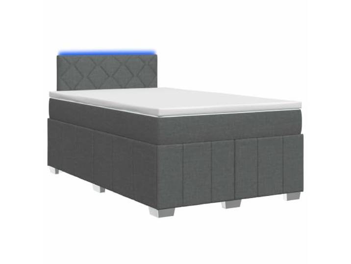 KTHLBRH Boxspringbett mit Matratze dunkelgrau 120 x 190 cm Mehrfarbige LED-Lichter, verstellbares Kopfteil, Taschenfedern, mittlere Steifigkeit, Holzkonstruktion, Bezüge