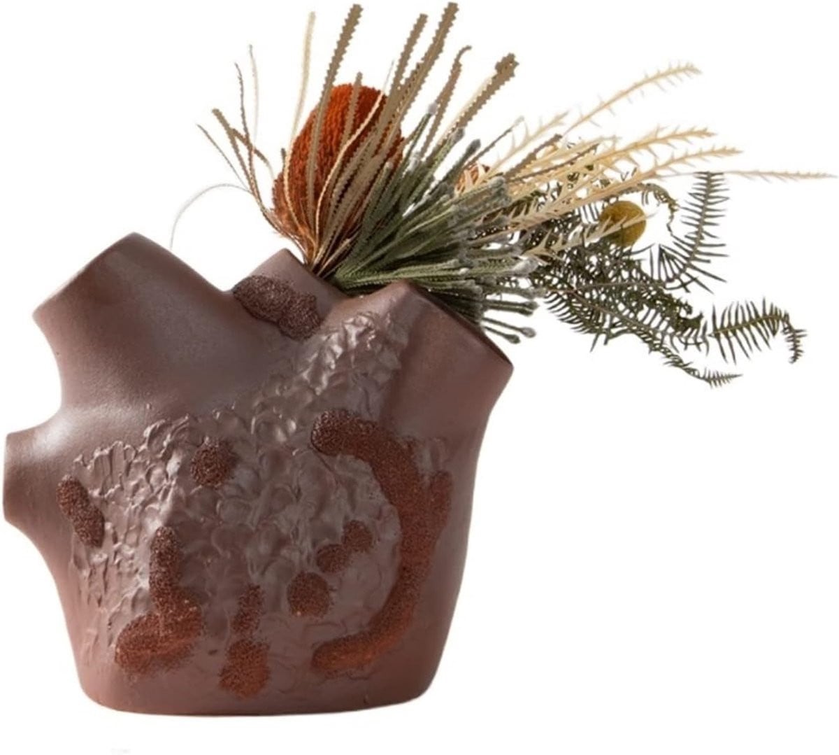 Rode decoratieve keramieken vaas met frosted finish, Hoogte: 27 cm