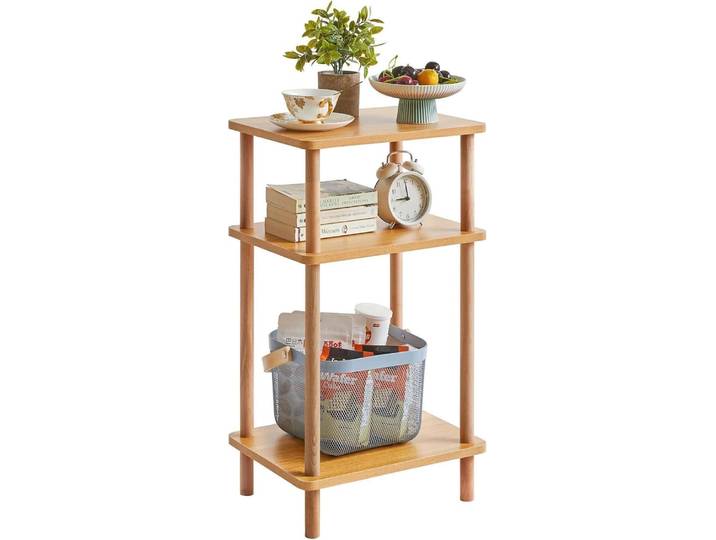 IBUYKE Holz Beistelltisch Modernes Design 3 Ebenen Natürlich 39x29x68.5cm