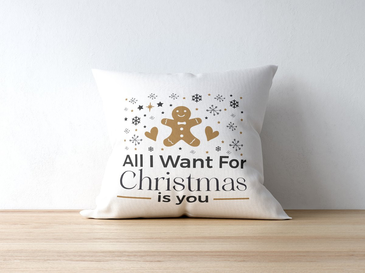 Sierkussen All I Want For Christmas Is You - Kerstdecoratie - Polyester