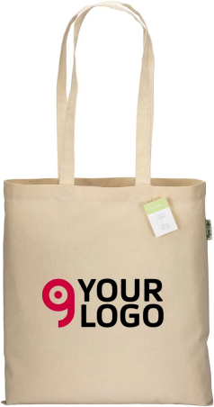 Shopper cotone organico 190g/m2 38x42cm lunga manici Personalizzate o neutre