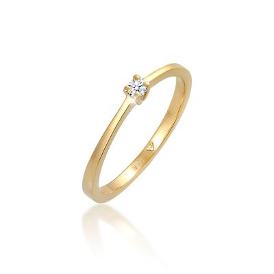Verlobungsring ELLI DIAMONDS "Ring Diamant Weiß Brillantschliff (0.11 ct) 585 Gelbgold" Gr. 56, weiß, Fingerringe, Damen, 56, Gelbgold 585, Verlobungsring