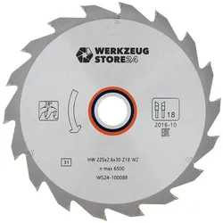 WS24 HM Kreissägeblatt UNIVERSAL 225 x 2,6 x 30 WZ 18 - WS24-100088