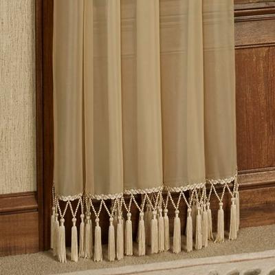 Touch of Class Rajah Pearl Semi Sheer Tab Top Curtain Panel, 60 x 84, Soft Gold