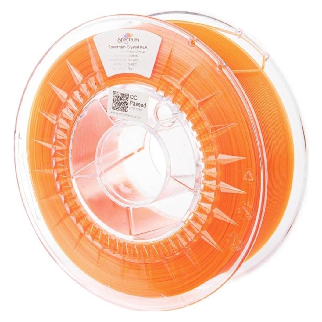 Spectrum Filament PLA Crystal Neon Orange 1kg 1.75mm (PLA, 1000 g, 1.75 mm) (80884)