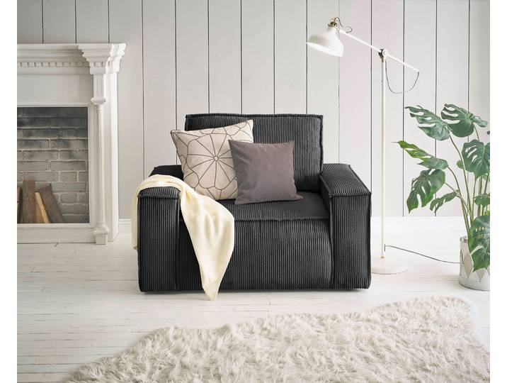 Sessel GOODPRODUCT SHERWOOD Cord Love-Seat , schwarz (anthrazit), B:120cm H:85cm T:86cm, 100% Polyester, Sessel, Sessel, passend zur Polster-Serie SHERWOOD