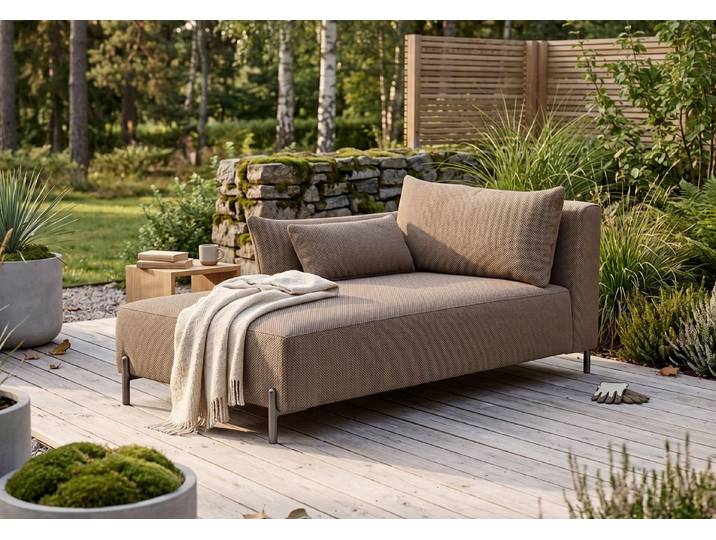 Kaiser Möbel Chaiselongue für Terrasse und Garten, Stoff Sunlight, SUNMEE, Outdoor-Premiumstoff, Wetterbeständig, Lounge-Design