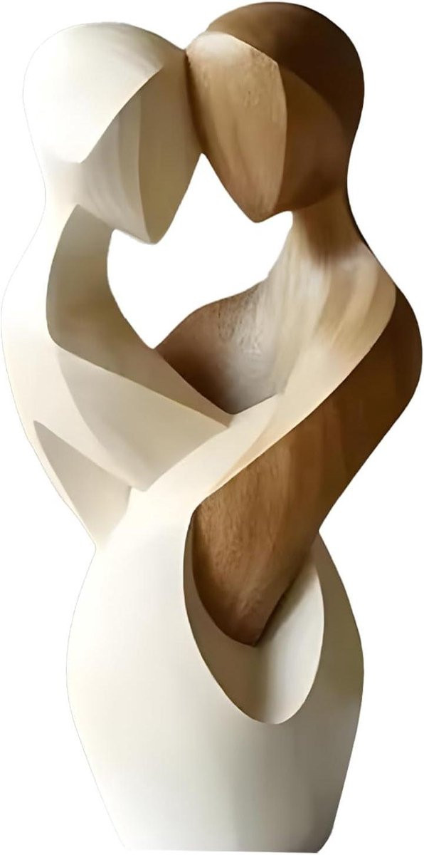 Handgemaakt houten paar beeldje - Artistiek silhouet ornament voor op tafel