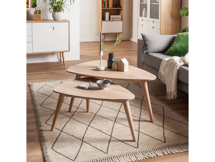 Massiver Couchtisch 2er-Set Beige