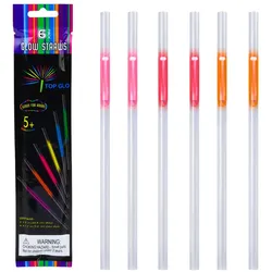 Fluoreszierende Strohhalme, im Dunkeln leuchtende Neonstäbe, 6 Stück.