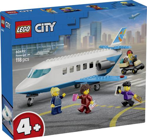 60492 LEGO CITY Passagierjet Set mit Flieger, Gepäckwagen und 4 Minifiguren