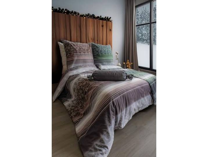 fleuresse Aspen Biber Bettwäsche 135x200 Ornamente Streifen braun weiß 434479-7